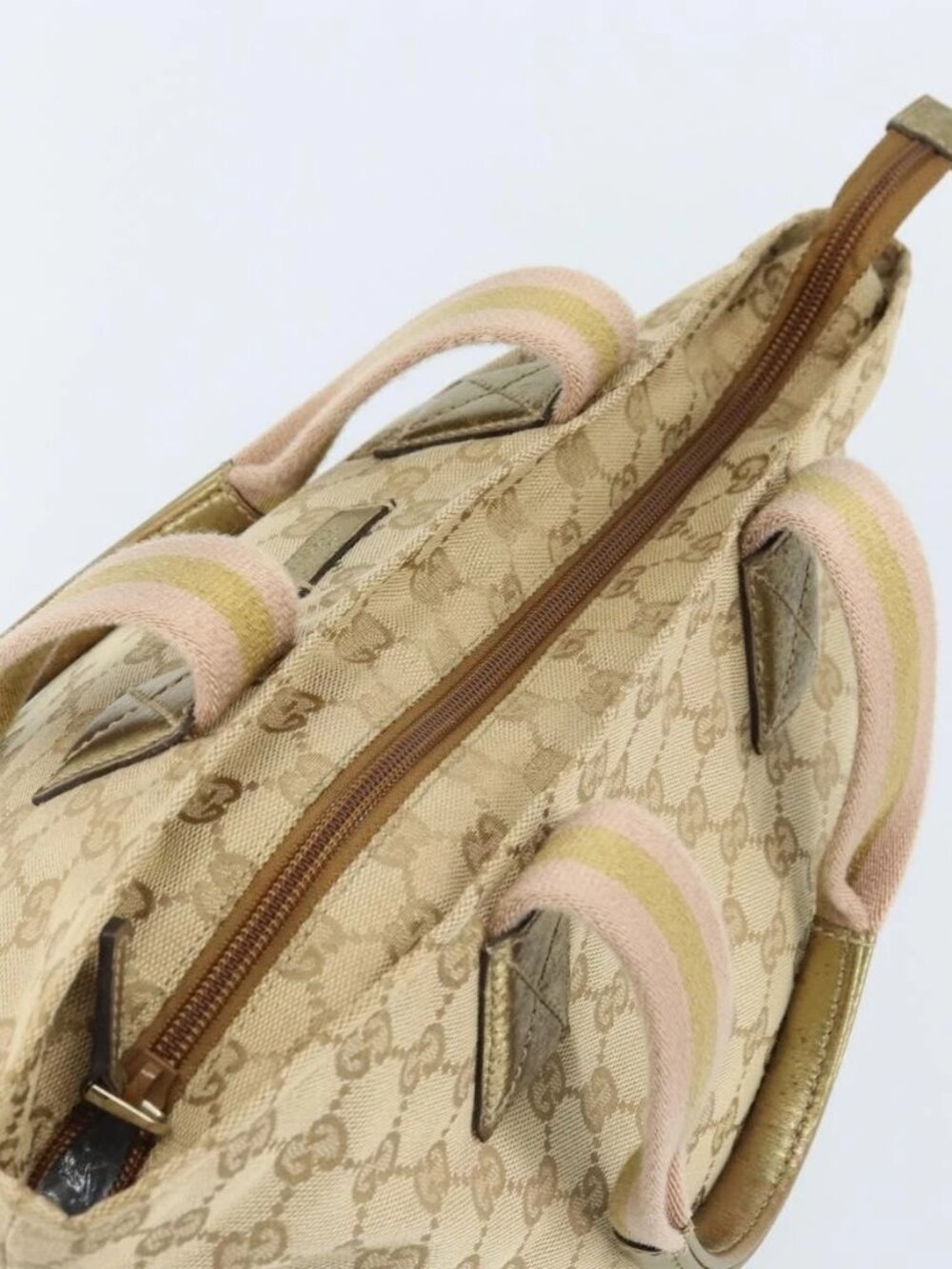 GUCCI GG Canvas Hand Bag Beige Gold 131228 Auth gh1835 - Picture 6 of 16